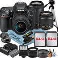 thumbnail image 1 of Nikon D7500 DSLR Camera with 18-55mm + 70-300mm Lens + 2 Pcs 64GB Memory Cards + Tripod + Wideangle + Flash + ZeeTech Accessory Bundle (International Version), 1 of 9