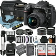 Nikon D7500 DSLR Camera with 18-55mm Lens + 2pcs 64GB Memory Card + Case + Tripod + Wideangle + Telephoto + ZeeTech Accessory Bundle International Version