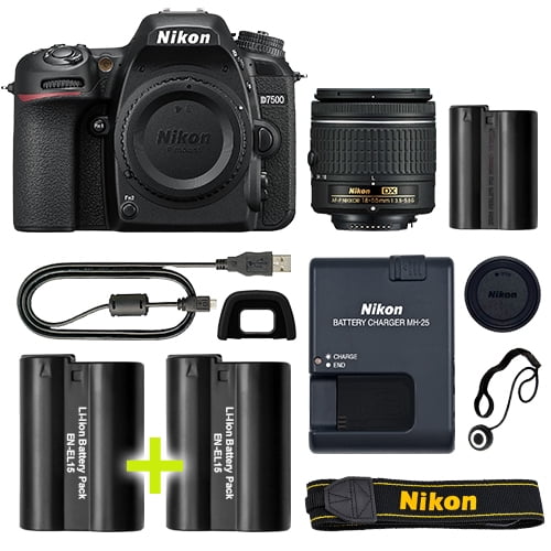 Nikon D7500 Digital SLR Camera with 18-55mm NIKKOR VR Lens + Backup Power Kit
