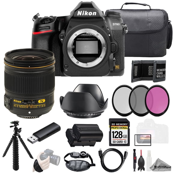 Nikon D780 + AF-S NIKKOR 28mm f/1.8G Lens 128GB + Ext Bat+ 3 PC Filter- Kit (International Version)