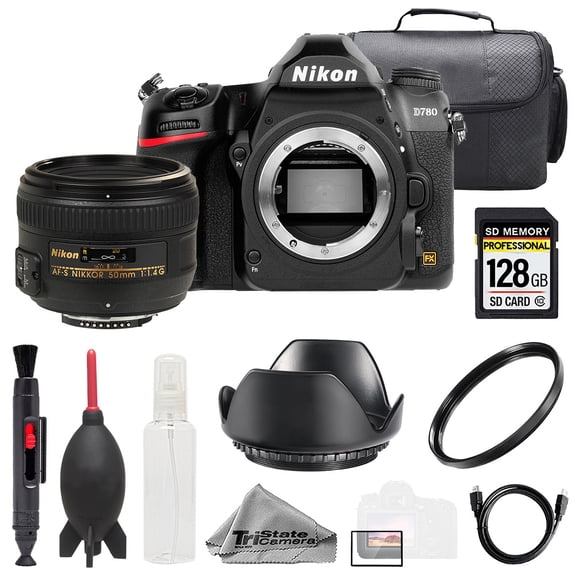 Nikon D780 + AF-S NIKKOR 50mm f/1.4G Lens +128GB+ Bag+ UV Filter- Basic Kit (International Version)