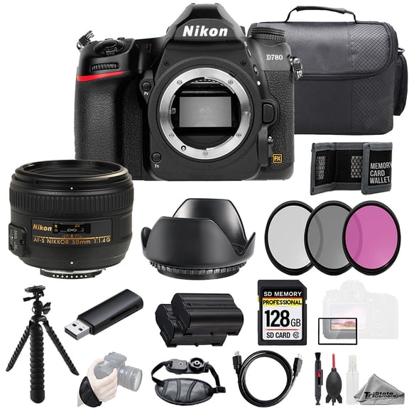Nikon D780 + AF-S NIKKOR 50mm f/1.4G Lens 128GB + Ext Bat+ 3 PC Filter- Kit (International Version)