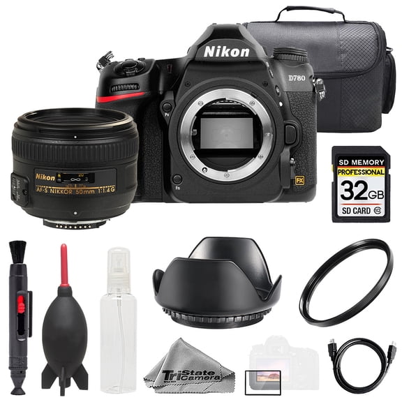 Nikon D780 + AF-S NIKKOR 50mm f/1.4G Lens +32GB + Bag+ UV Filter- Basic Kit (International Version)