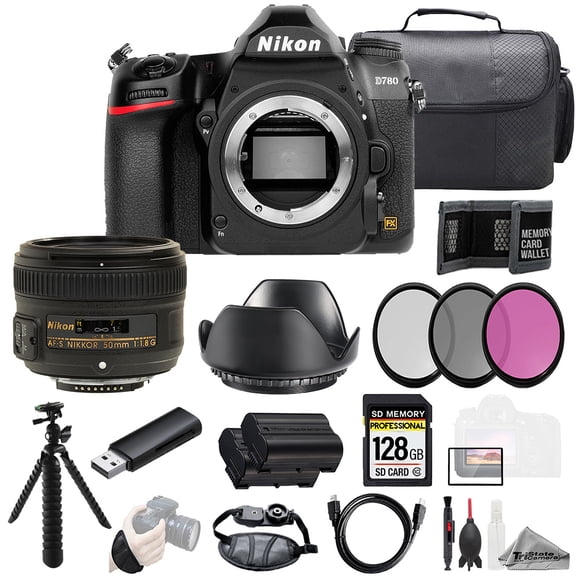 Nikon D780 + AF-S Nikkor 50mm f/1.8G Lens 128GB + Ext Bat+ 3 PC Filter- Kit (International Version)