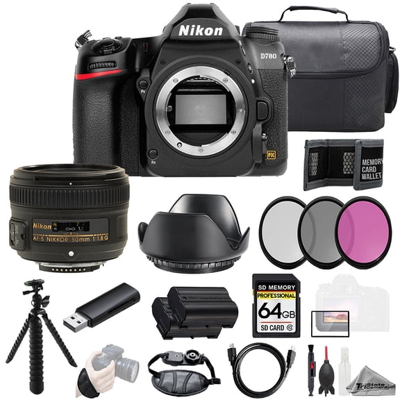 Nikon D780 + AF-S Nikkor 50mm f/1.8G Lens +64GB + Ext Bat+ 3 PC Filter- Kit (International Version)
