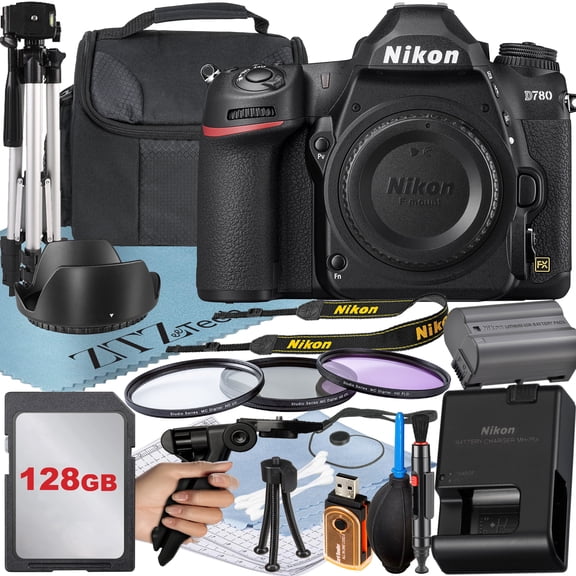 Nikon D780 DSLR Camera (Body Only) with 24.5MP FX-Format BSI CMOS Sensor + 128GB Memory Card + Case + UV Filter + ZeeTech Accessory Bundle (International Version)