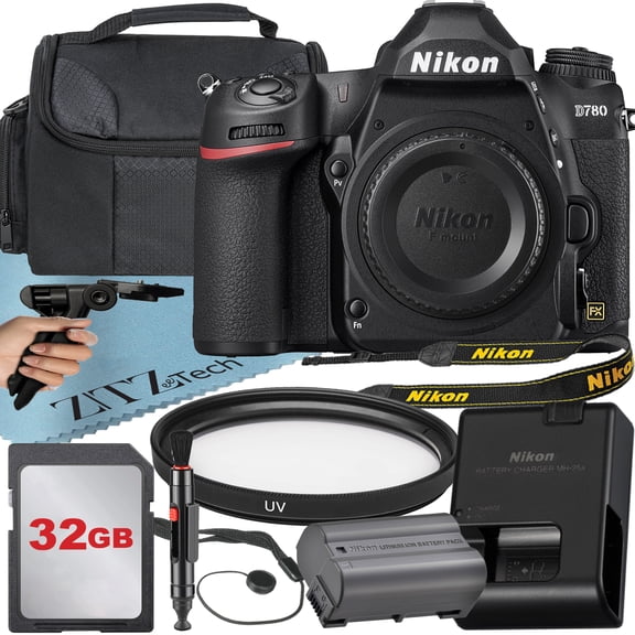 Nikon D780 DSLR Camera (Body Only) with 24.5MP FX-Format BSI CMOS Sensor + 32GB Memory Card + ZeeTech Accessory Bundle (International Version)