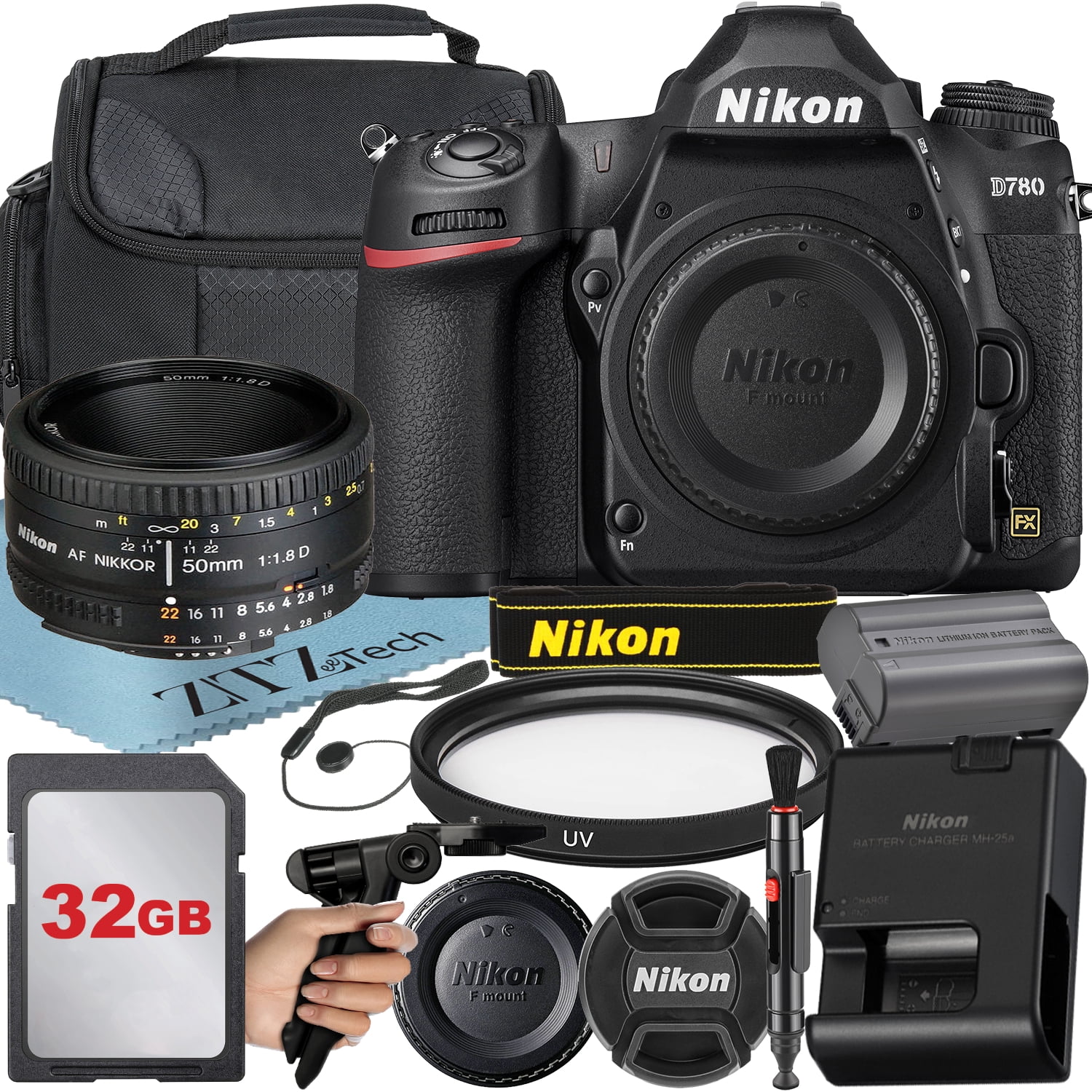 Nikon D780 DSLR Camera with AF NIKKOR 50mm f/1.8D Lens + 32GB