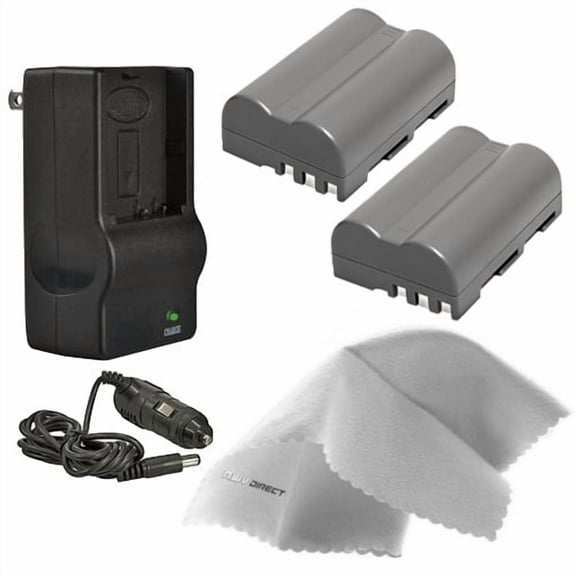 Nikon D80 High Capacity 'Intelligent' Batteries (2 Units) + AC/DC Travel Charger + Nwv Direct Microfiber Cleaning Cloth.