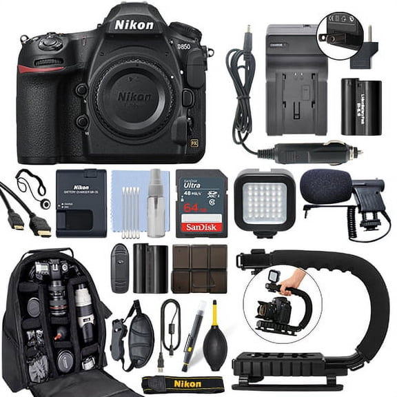 Nikon D850 45.7 MP FX Digital SLR Camera Body + 64GB Pro Video Kit