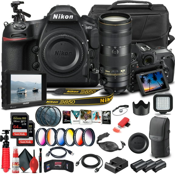 Nikon D850 Camera Body Only 1585 W/ Nikon 70-200mm VR Lens - Advanced Bundle