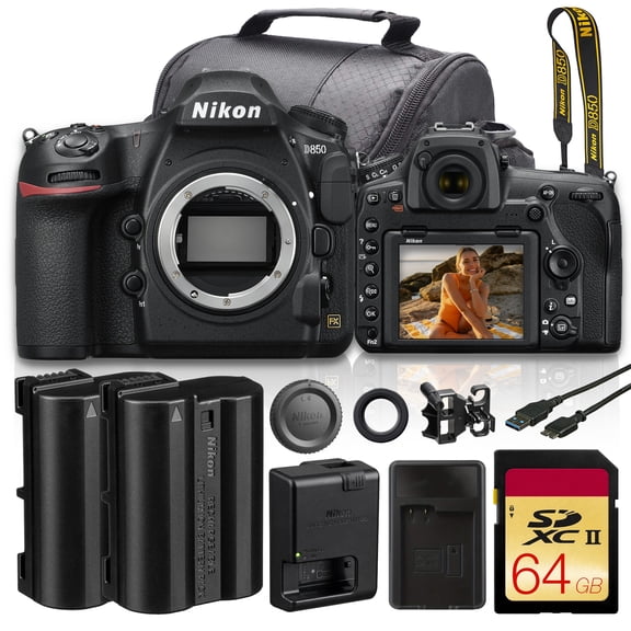Nikon D850 DSLR Camera Body 45.7MP FX Sensor | 153-Point AF, 9fps, 4K UHD Video, ISO 64-25600, Dual Card Slots, Weather-Sealed