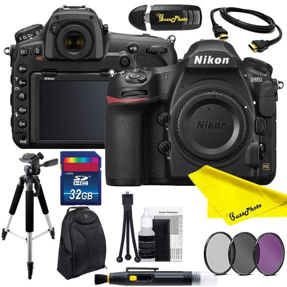 Nikon D850 DSLR Camera (Body Only) with Buzz-Photo Essential Kit