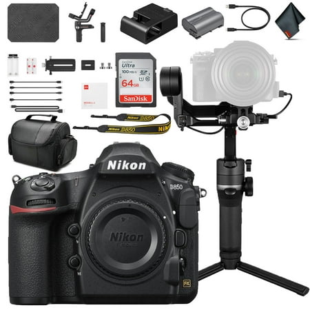 Nikon D850 DSLR Camera (Body Only) with Zhiyun-Tech WEEBILL-S Handheld Gimbal Stabilizer, Camera Bag, and 64GB Memory Card