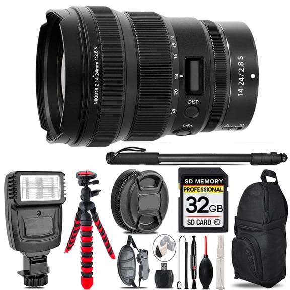Nikon NIKKOR Z 14-24mm f/2.8 S Lens+ Flash  - 32GB Accessory Kit (International Version)