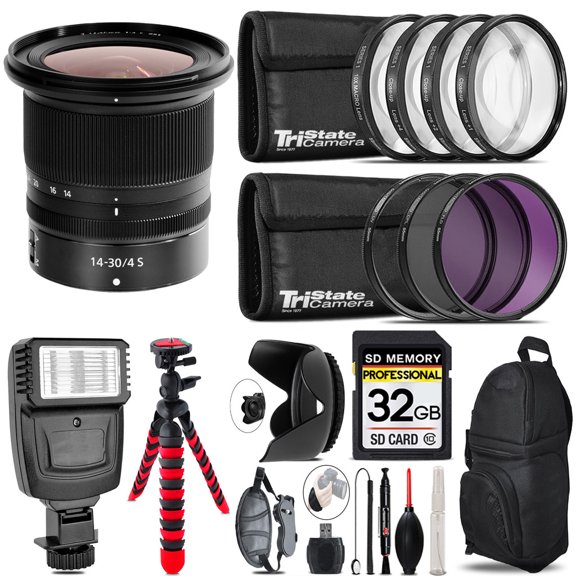 Nikon NIKKOR Z 14-30mm f/4 S Lens+ Flash + Tripod & More - 32GB Accessory Kit