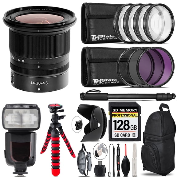 Nikon NIKKOR Z 14-30mm f/4 S Lens+ Professional Flash & More - 128GB Accessory Kit (International Version)