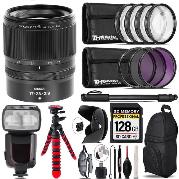 Nikon NIKKOR Z 17-28mm f/2.8  Lens+ Professional Flash & More - 128GB Accessory Kit (International Version)