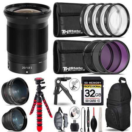 Nikon NIKKOR Z 20mm f/1.8 S Lens - 3 Lens Kit + Tripod + Backpack - 32GB Accessory Bundle (International Version)
