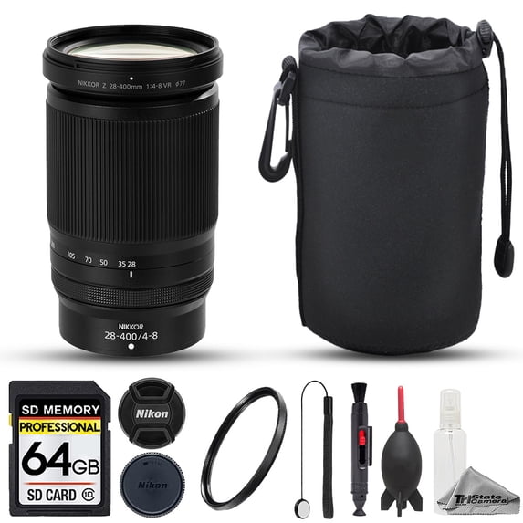 Nikon NIKKOR Z 28-400mm f/4-8 VR Lens - 8pc 64GB Memory Bundle (International Version)