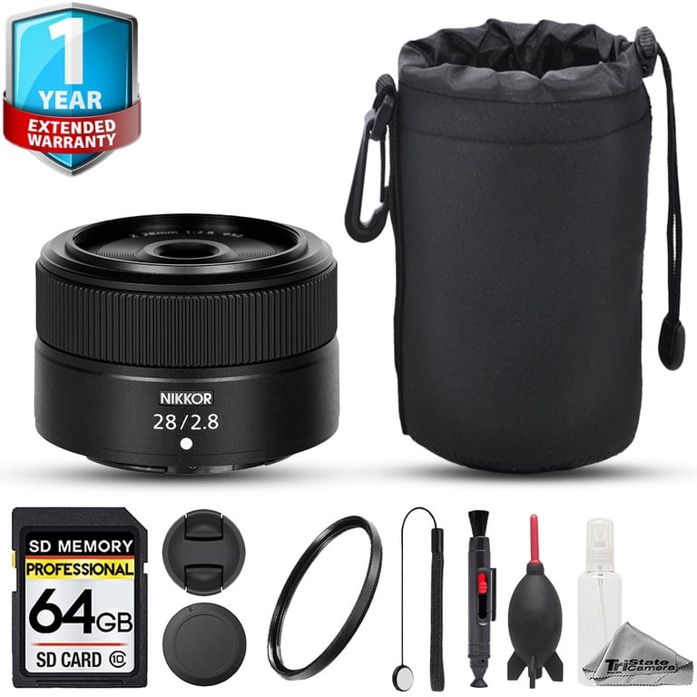 Nikon NIKKOR Z 28mm f/2.8 Lens - 8pc 64GB Memory Bundle + 1 Yr