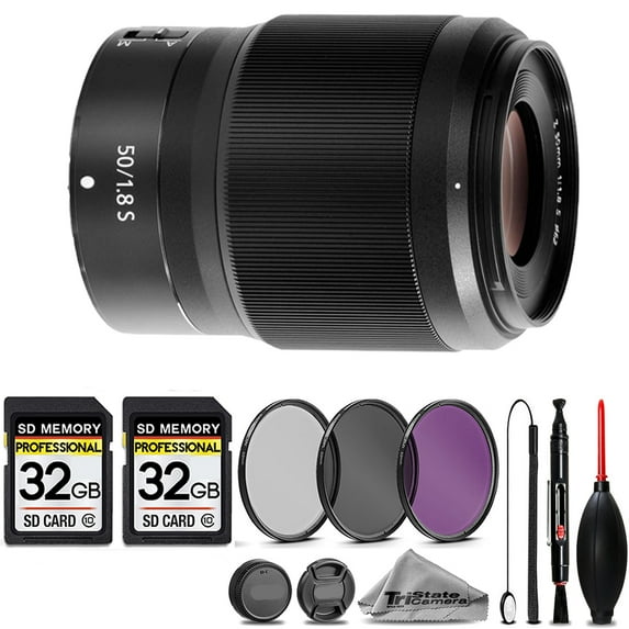 Nikon NIKKOR Z 50mm f/1.8 S Lens +3PC FILTER + 64GB STORAGE BUNDLE KIT (International Version)