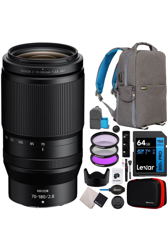 NIKKOR Z 70-180mm f/2.8 Telephoto Zoom FX Lens for Z Mirrorless Cameras | Bokeh Portrait Sports Action Wildlife Macro Photography | Bundle with Deco Gear Accessory Kit | USA Authorized Model