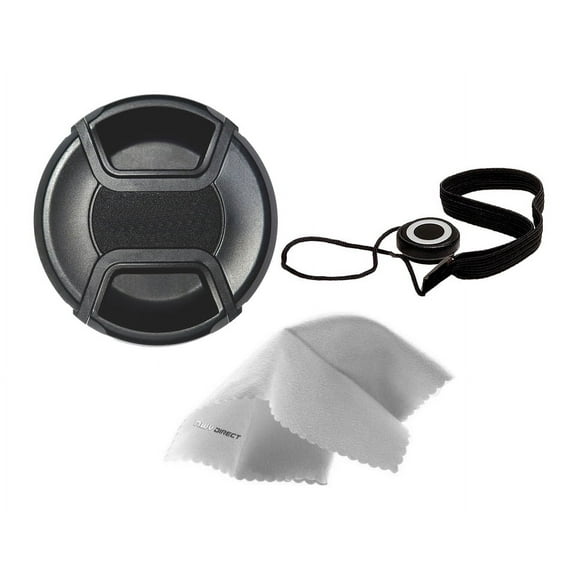Nikon Normal Macro 60mm f/2.8D AF Micro Nikkor Lens Cap Center Pinch (62mm) + Lens Cap Holder + Nwv Direct Microfiber Cleaning Cloth.