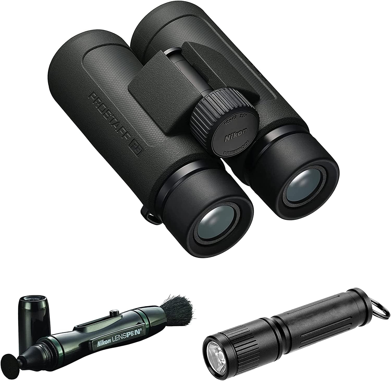 Nikon PROSTAFF P3 10x42 Binoculars With Lens Pen, & Flashlight Kit