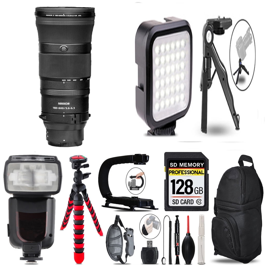 Nikon Z 180-600mm f/5.6-6.3 VR Lens + LED Light + Tripod - 128GB ...