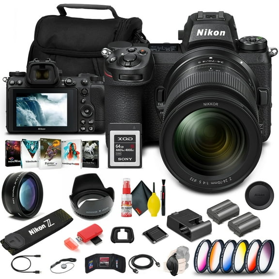 Nikon Z 6II Mirrorless Camera 24.5MP with 24-70mm F/4 Lens + 64GB XQD Card + Battery + Software + Case + Filters + Telephoto Lens - International Model - New