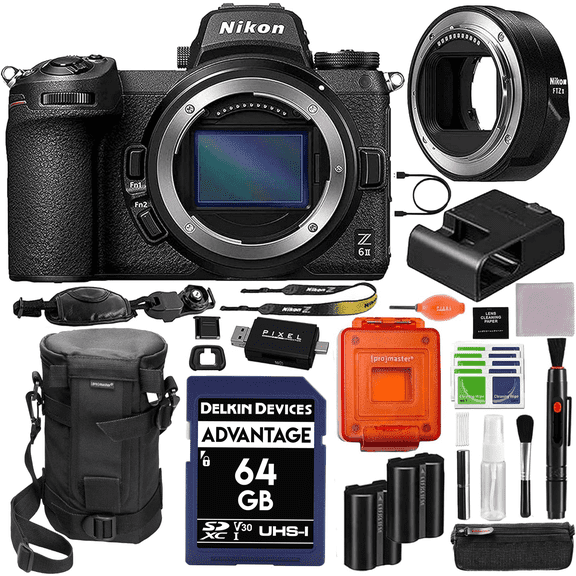 Nikon Z 6II Mirrorless Digital Camera (1659) with FTZ II Mount Adapter with Advanced Accessory and Travel Bundle (Included 1-Year Nikon Warranty) | Z6 II (USA Authorized - Nikon Warranty)