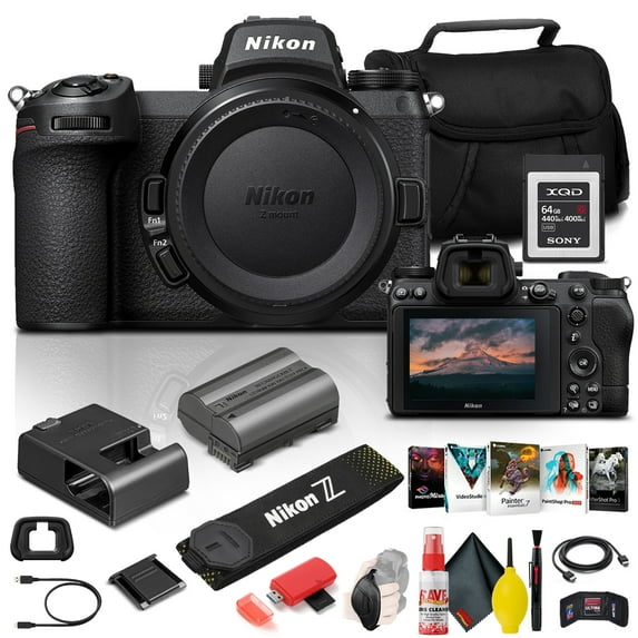 Nikon Z 6II Mirrorless Digital Camera 24.5MP (Body Only) (1659) + 64GB XQD Card + Corel Photo Software + Case + HDMI Cable + Card Reader + Cleaning Set + Hand Strap + More - International Model