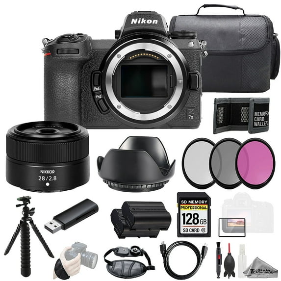 Nikon Z 7II + NIKKOR Z 28mm f/2.8 Lens 128GB + Ext Bat+ 3 PC Filter- Kit (International Version)