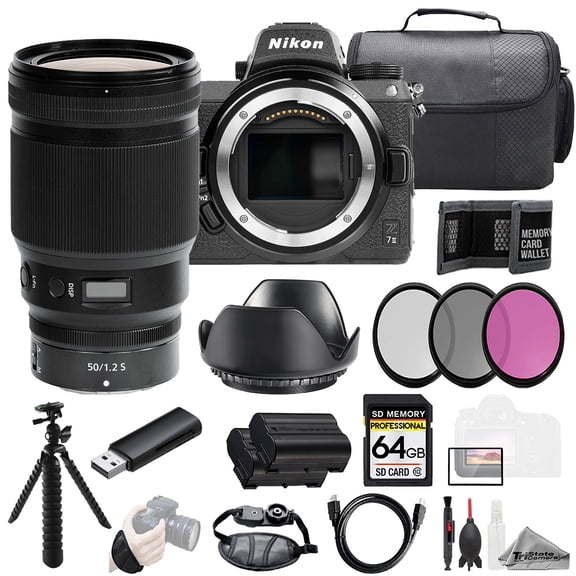 Nikon Z 7II + NIKKOR Z 50mm f/1.2 S Lens +64GB + Ext Bat+ 3 PC Filter- Kit (International Version)