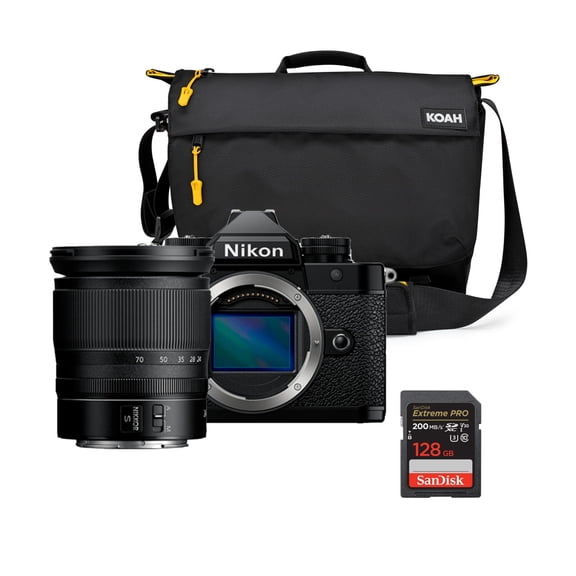Nikon Z F Mirrorless Camera with EXPEED 7 Image Processor and 24 to 70mm F4 Lens Bundle with Camera Bag and 128GB 200MBPS Memory Card (3 Items)