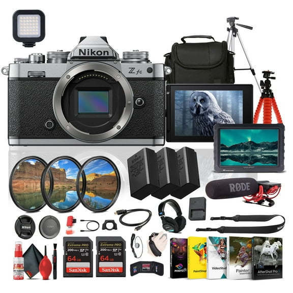 Nikon Z fc Mirrorless Camera 20.9MP DX Format Body 4K Video Bundle Mic Monitor Headphones (International Model)
