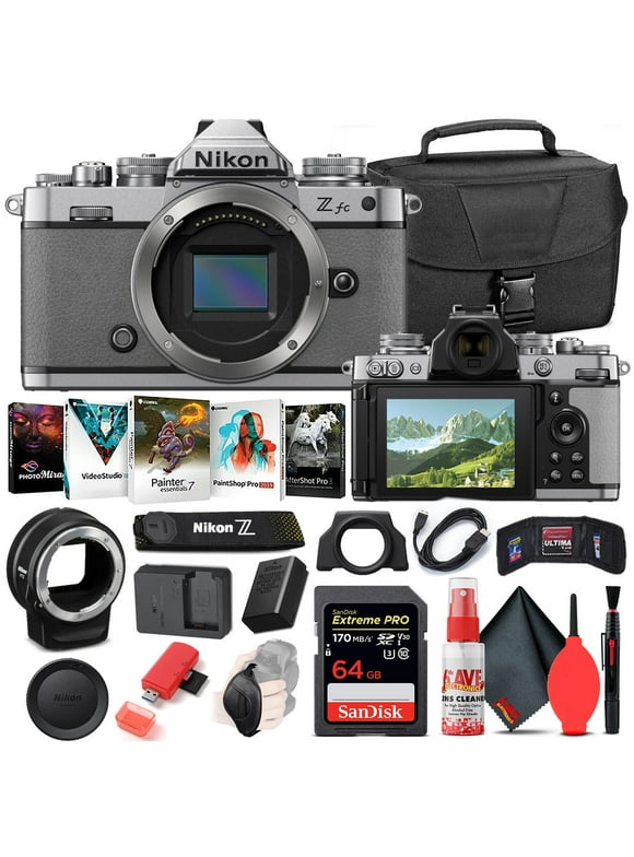 Nikon Z fc Mirrorless Digital Camera (Body Only) (Natural Gray, ZFC093AA) Intl Model Bundle with FTZ Adapter + 64GB Extreme PRO SD Card + Camera Bag + Editing Software + Hand Strap + Cleaning Kit