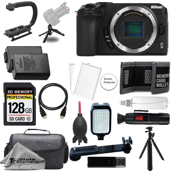 Nikon Z30 Mirrorless Camera + 128GB + Extra Battery+ LED Flash- ULTIMATE Kit (International Version)