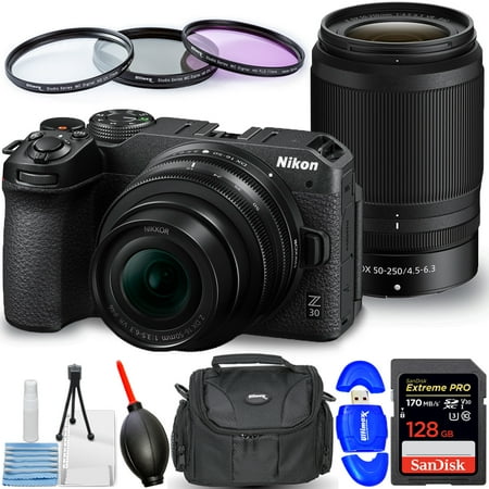 Nikon Z30 Mirrorless Camera with 16-50mm and 50-250mm Lenses - 8PC Accessory Bundle