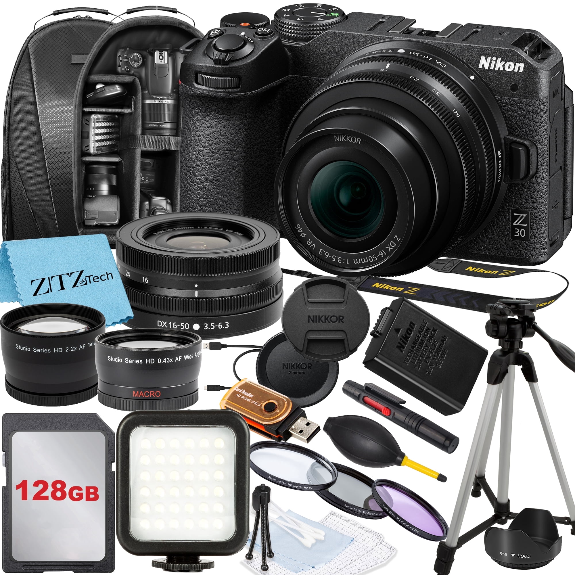 Nikon Z30 Mirrorless Camera with 16-50mm Lens, 128GB Card