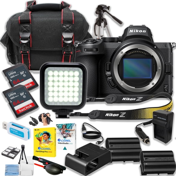 Nikon Z5 Mirrorless Camera (Body Only) + 2pc SanDisk 64GB Ultra Memory Card + 12.4" Tripod + Camera Case + More (18pc Bundle) (International Version)