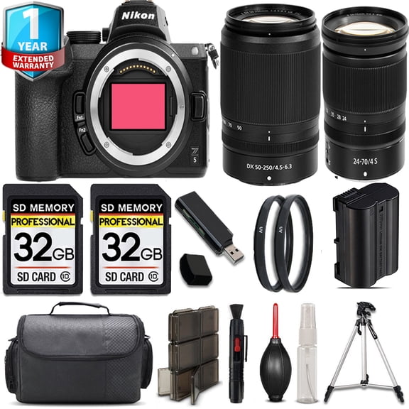 Nikon Z5 Mirrorless Camera with 24-70mm f/4 S Lens + 64GB Card + Flash + Handag