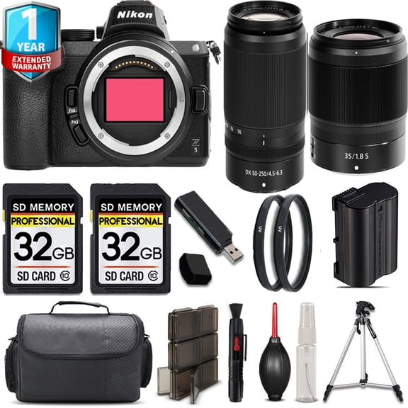 Nikon Z5 Mirrorless Camera with 35mm f/1.8 S Lens + 64GB Card + Flash + Handag