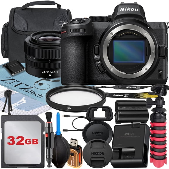 Nikon Z5 Mirrorless Camera with NIKKOR Z 24-50mm Zoom Lens + 32GB Memory Card + Case + UV Filter + ZeeTech Accessory Bundle (International Version)