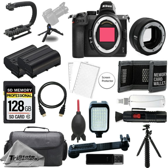 Nikon Z5 Mirrorless Digital Camera (Body) w/ FTZ II Mount Adapter+ 128GB + Extra Battery+ LED Flash- ULTIMATE Kit