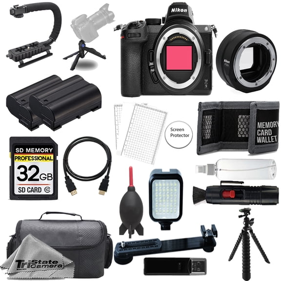 Nikon Z5 Mirrorless Digital Camera (Body) w/ FTZ II Mount Adapter+ 32GB + Extra Battery+ LED Flash- ULTIMATE Kit (International Version)
