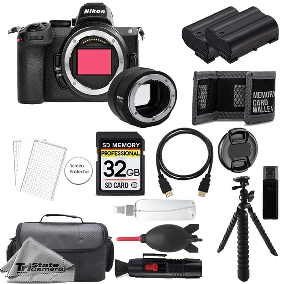 Nikon Z5 Mirrorless Digital Camera (Body) w/ FTZ II Mount Adapter+ 32GB + Extra Battery+ Tripod- Accessory Kit