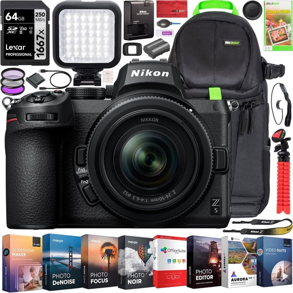 Nikon Z5 Mirrorless Full Frame Camera Body with 24-50mm F/4-6.3 Lens Kit FX-Format 4K UHD with Backpack