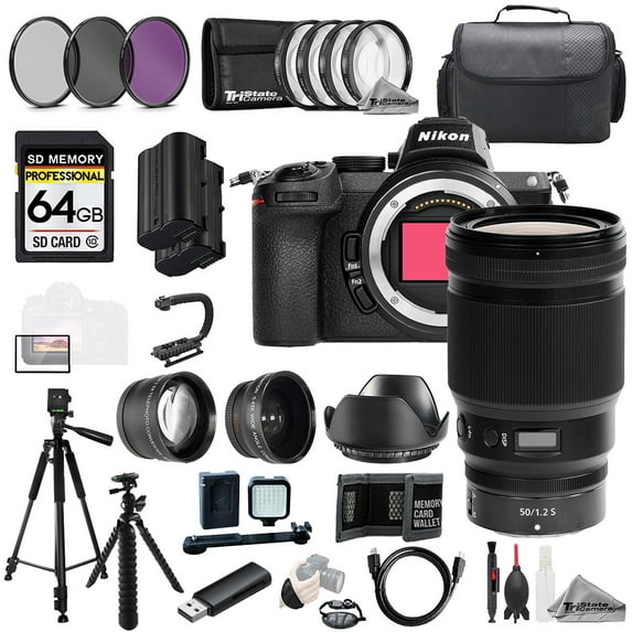 Nikon Z5 + NIKKOR Z 50mm f/1.2 S Lens+64GB+Ext Bat+9 PC Filter-MEGA Kit (International Version)